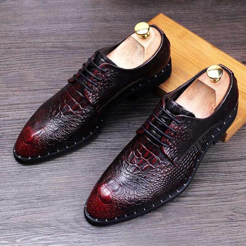 red crocodile effect shoes