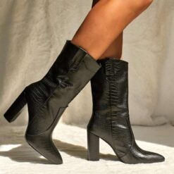 black croc booties for women
