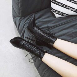 black croc embossed booties women