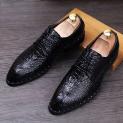 black crocodile effect shoes
