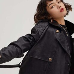 black crocodile leather jacket