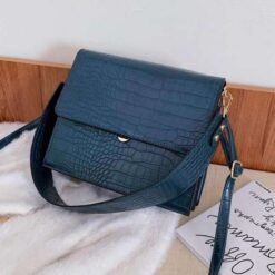 blue crocodile shoulder bag