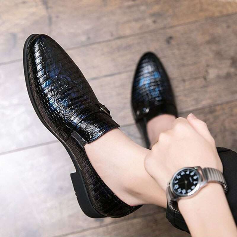 blue imitation crocodile shoes