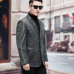 crocodile leather jacket mens