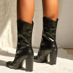 model black croc booties