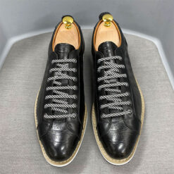 paire of shoes leather imitation croco black
