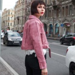 pink crocodile embossed jacket