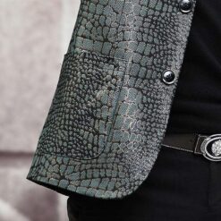 pockets crocodile leather jacket mens