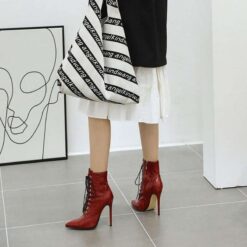 red croc embossed booties