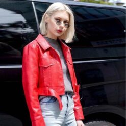 red crocodile embossed jacket