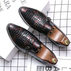red imitation crocodile shoes