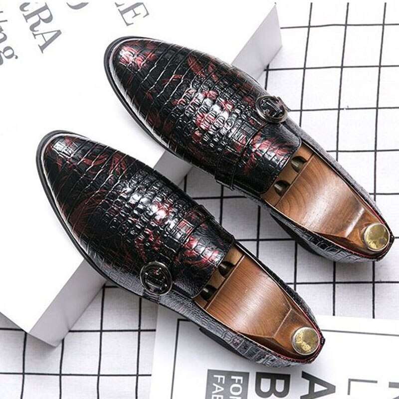 red imitation crocodile shoes