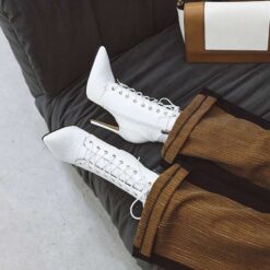 white croc embossed booties for ladies