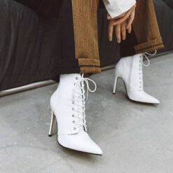 white croc embossed booties ladies