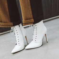 white croc embossed booties women